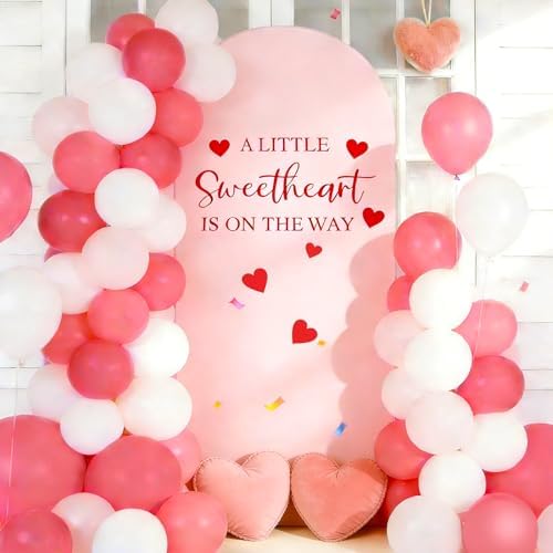 a Little Sweetheart is on the Way Arch Backdrop Cover Decor in 6.6 ft in Pink