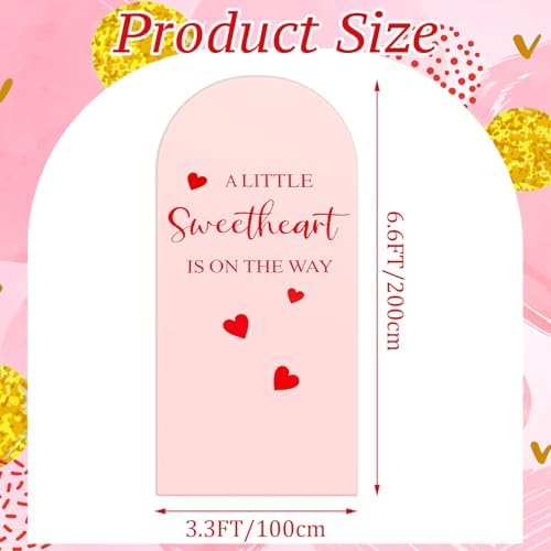 a Little Sweetheart is on the Way Arch Backdrop Cover Decor in 6.6 ft in Pink, alternate view 2