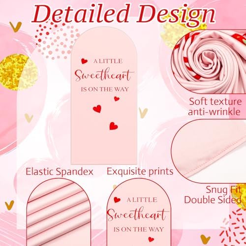 a Little Sweetheart is on the Way Arch Backdrop Cover Decor in 6.6 ft in Pink, alternate view 3