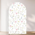 A Little Wildflower is on the Way Arch Backdrop Cover Pastel Pink Girl Baby Shower Party Floral in Bloom Fabric