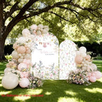 A Little Wildflower is on the Way Arch Backdrop Cover Pastel Pink Girl Baby Shower Party Floral in Bloom Fabric, alternate