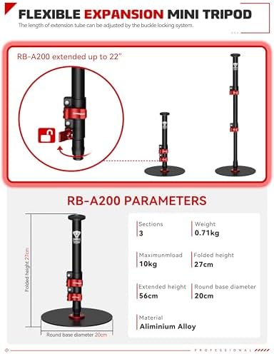 A200 Round Base Monopod 22" Desktop Mini Tripod, alternate view 6