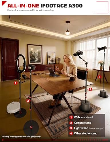 A300 Round Base Monopod Light Stand 60" 2 Pack in Black, alternate view 2