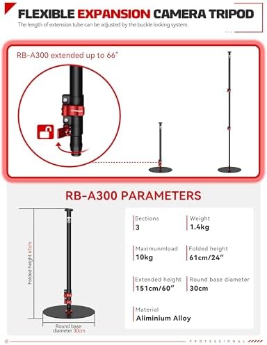 A300 Round Base Monopod Light Stand 60" 2 Pack in Black, alternate view 7