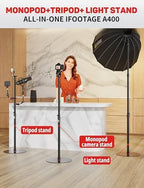 A400 Round Base Monopod Light Stand 79" Aluminum, alternate view 2