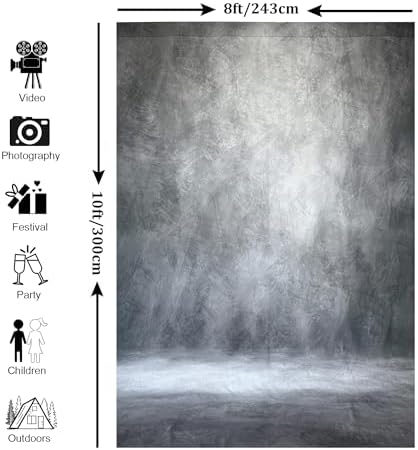 Abstract Photography Backdrop for Photoshoot 8x10ft, Grey, No Stand in 8x10ft in Grey, alternate view 4