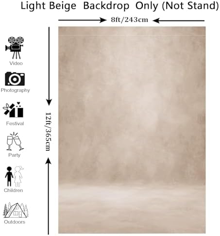Abstract Photography Backdrop for Photoshoot 8x12ft, Beige, No Stand in 8x12ft in Beige, alternate view 4
