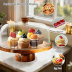 Acacia-Cake-Stand-with-Acrylic-Lid, 2-in-1 Wood Cake Holder Charcuterie Board with Cover, Round Cake Plate with, alternate