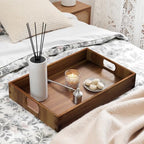 Acacia Serving Trays, Wooden Serving Tray with Handles- 2 Pack in Brown, alternate view 6
