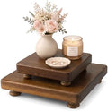 Acacia Wood 2-Piece Set Display Risers for Coffee Table, Brown in Acacia Wood