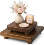 Acacia Wood 2-Piece Set Display Risers for Coffee Table, Brown in Acacia Wood