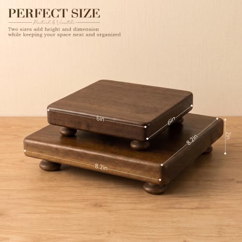 Acacia Wood 2-Piece Set Display Risers for Coffee Table, Brown in Acacia Wood, alternate view 3