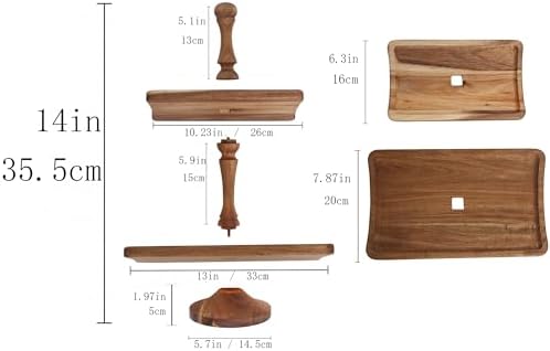 Acacia Wood 2 Tiered Serving Tray, Rectangular in Acacia Wood, alternate view 3