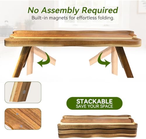 Acacia Wood 3 Tier Cupcake Stand, Serving Tray for Party, Foldable Dessert Table Display Set, Tiered Tray Decor, alternate