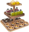 Acacia Wood 3 Tier Cupcake Stand with 2 Removable Snack Tray, Rustic Square Cup Cake Tower Stand for 25