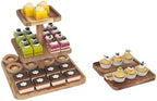 Acacia Wood 3 Tier Cupcake Stand with 2 Removable Snack Tray, Rustic Square Cup Cake Tower Stand for 25, alternate view 5
