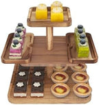 Acacia Wood 3 Tier Cupcake Stand with 2 Removable Snack Tray, Rustic Square Cup Cake Tower Stand for 25, alternate view 6
