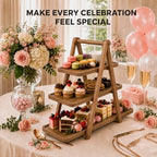 Acacia Wood 3 Tier Foldable Serving Tray, Farmhouse Tiered Display Stand for Charcuterie, Cheese, Desserts &, alternate view