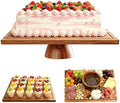 Acacia Wood Cake Stand, 17*13 Inch Square Cake Holder, Charcuterie Board with Dipping bowl, 2-in-1 Dessert Table