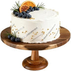 Acacia Wood Cake Stand, Round Cake Stands for Cupcake Plate (10 inch) in brown