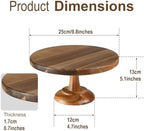 Acacia Wood Cake Stand, Round Cake Stands for Cupcake Plate (10 inch) in brown, alternate view 3