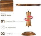Acacia Wood Cake Stand, Round Cake Stands for Cupcake Plate (10 inch) in brown, alternate view 4