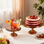 Acacia Wood Cake Stand, Round Cake Stands for Cupcake Plate (10 inch) in brown, alternate view 5