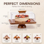 Acacia Wood Cake Stand with Glass Lid, 2- in-1 Rectangular Charcuterie Board and Dessert Display Set in Wooden, alternate
