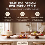 Acacia Wood Cake Stand with Glass Lid, 2- in-1 Rectangular Charcuterie Board and Dessert Display Set in Wooden, alternate