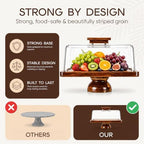 Acacia Wood Cake Stand with Glass Lid, 2- in-1 Rectangular Charcuterie Board and Dessert Display Set in Wooden, alternate