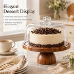 Acacia Wood Cake Stand with Lid, 12in Round Cake Holder, Multifunctional Dessert Table Display Set with, alternate view 7