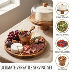 Acacia Wood Cake Stand with Lid, 12in Shockproof Acrylic Dome Display Stand in Wood, alternate view 4