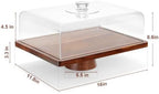 Acacia Wood Cake Stand with Lid,2-in-1 Large Rectangular Cake Stand,16*12" in Brown, alternate view 3