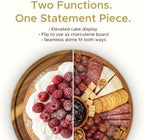Acacia Wood Cake Stand with Lid, 2-in-1 Reversible Cake Stand in Wood, alternate view 2
