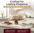 Acacia Wood Cake Stand with Lid, 2-in-1 Reversible Cake Stand in Wood, alternate view 6