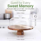 Acacia Wood Cake Stand with Lid (Acrylic) 12 Inch Round Cake Holder Stand with 5 Bonus Cake Sheets, 2-in-1, alternate view 3