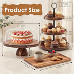 Acacia Wood Cake Stand with Lid Dessert Table Display Set of 5 in 5 Pc, alternate view 3