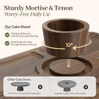 Acacia Wood Cake Stand with Shatterproof Lid, 14" 2-in-1 Rectangle Dessert Table Display Set & Charcuterie, alternate view 3