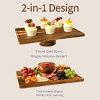 Acacia-Wood-Rectangular-Cake-Stand With Acrylic Lid, 2-in-1 Cake Plates Charcuterie Board With Cover, Cake, alternate view 4