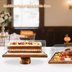 Acacia-Wood-Rectangular-Cake-Stand With Acrylic Lid, 2-in-1 Cake Plates Charcuterie Board With Cover, Cake, alternate view 7