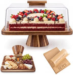 Acacia Wood Rectangular Cake Stand with Lid Double-Sided Charcuterie Board in Acacia Wood