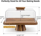 Acacia Wood Rectangular Cake Stand with Lid Double-Sided Charcuterie Board in Acacia Wood, alternate view 3