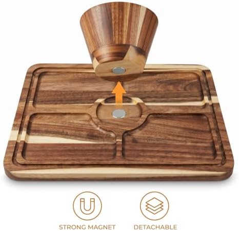 Acacia Wood Rectangular Cake Stand with Lid Double-Sided Charcuterie Board in Acacia Wood, alternate view 5