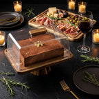 Acacia Wood Rectangular Cake Stand with Lid Double-Sided Charcuterie Board in Acacia Wood, alternate view 6