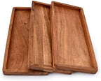 Acacia Wood Rectangular Wooden Platters for Home Decor, Food, Vegetables, Fruit, Charcuterie, Appetizer Serving