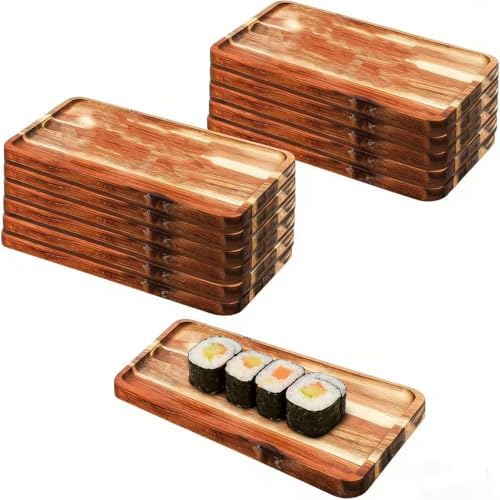 Acacia Wood Serving Tray 12 Pack Rectangular Platter Board in one in Wood