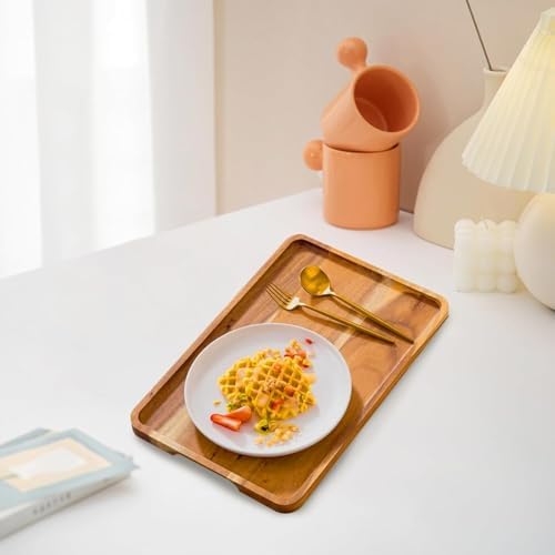 Acacia Wood Serving Tray 12 Pack Rectangular Platter Board in one in Wood, alternate view 2