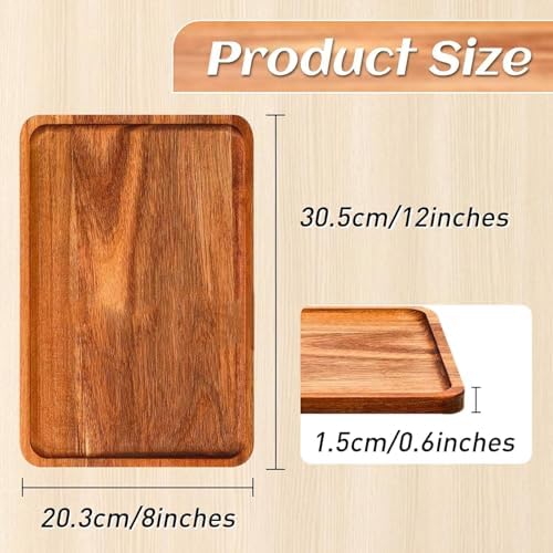 Acacia Wood Serving Tray 12 Pack Rectangular Platter Board in one in Wood, alternate view 3