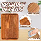 Acacia Wood Serving Tray 12 Pack Rectangular Platter Board in one in Wood, alternate view 4