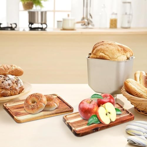 Acacia Wood Serving Tray 12 Pack Rectangular Platter Board in one in Wood, alternate view 6